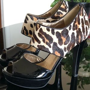 Patent Leather Animal Print Ponyhair Heels